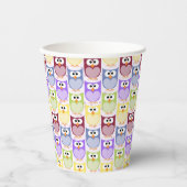 かわいいフクロウ、フクロウ柄、ベビーフクロウカラフル、フクロウ 紙コップ (正面)