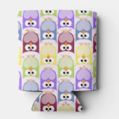 かわいいフクロウ、フクロウ柄、ベビーフクロウカラフル、フクロウ 缶クーラー (裏面)