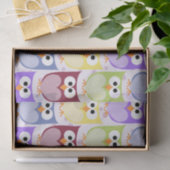 かわいいフクロウ、フクロウ柄、ベビーフクロウカラフル、フクロウ 薄葉紙 (ギフト)