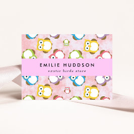 かわいいフクロウ、フクロウ柄、ペットショップ、バードストア 名刺