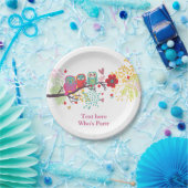 かわいいフクロウ、フクロウ、花、フローラ紙プレート ペーパープレート (パーティー)