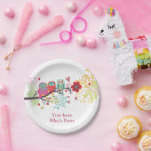 かわいいフクロウ、フクロウ、花、フローラ紙プレート ペーパープレート (パーティー)