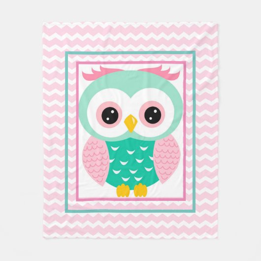 かわいいフクロウ フリースブランケット (正面)