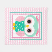 かわいいフクロウ フリースブランケット (正面(横))