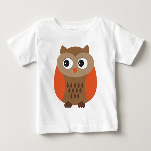 かわいいフクロウ、ベビーフクロウ、フクロウの鳥よちよち歩きTシャツ ベビーTシャツ (正面)