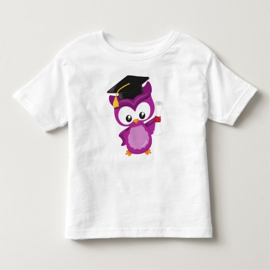 かわいいフクロウ、ベビーフクロウ、小さなフクロウ、卒業フクロウ トドラーTシャツ (正面)