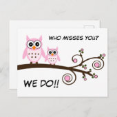 かわいいフクロウ ポストカード (正面/裏面)