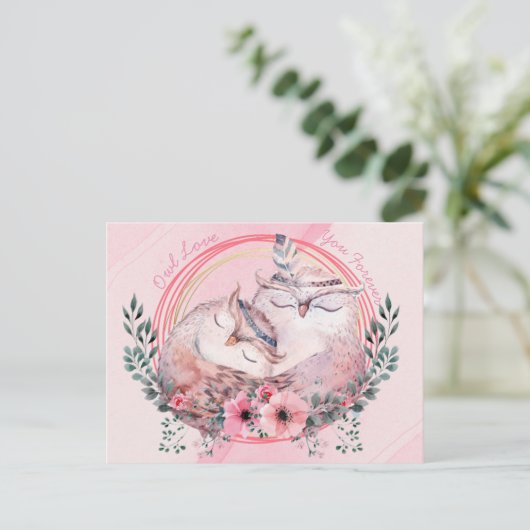 かわいいフクロウ ポストカード (スタンド正面)