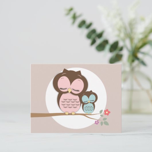 かわいいフクロウ&ママの言葉のアドバイスママのカード アドバイスカード (スタンド正面)