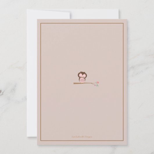 かわいいフクロウ&ママ女の子のベビーシャワー招待状 招待状 (裏面)