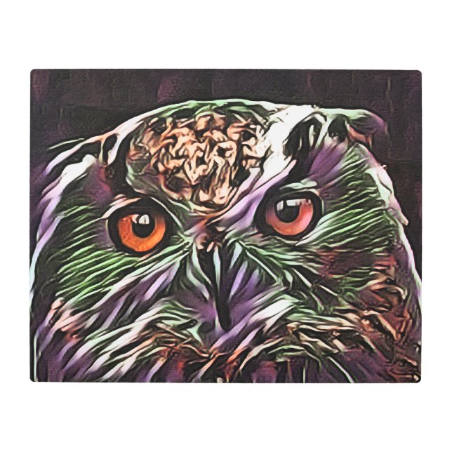 かわいいフクロウ メタルプリント (正面)