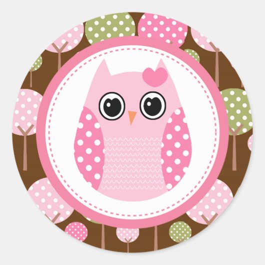 かわいいフクロウ ラウンドシール (正面)