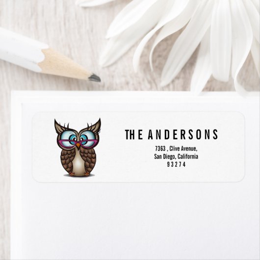 かわいいフクロウ ラベル (インサイチュ)