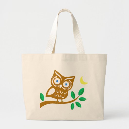 かわいいフクロウ ラージトートバッグ (正面)