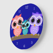 かわいいフクロウ ラージ壁時計 (傾斜)