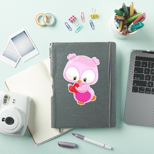 かわいいフクロウ、小さなフクロウ、ハート、恋のフクロウ シール (iPadカバー)