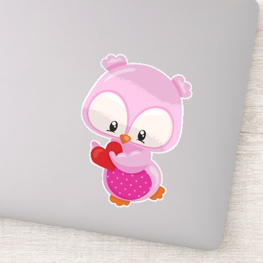 かわいいフクロウ、小さなフクロウ、ハート、恋のフクロウ シール (詳細)