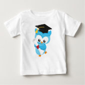 かわいいフクロウ、小さなフクロウ、ベビーフクロウ、卒業フクロウ ベビーTシャツ (正面)