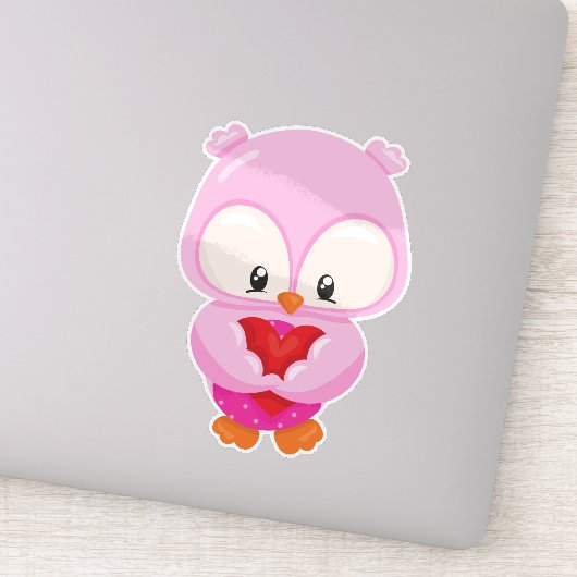 かわいいフクロウ、小さなフクロウ、恋のフクロウ、ハート シール (詳細)