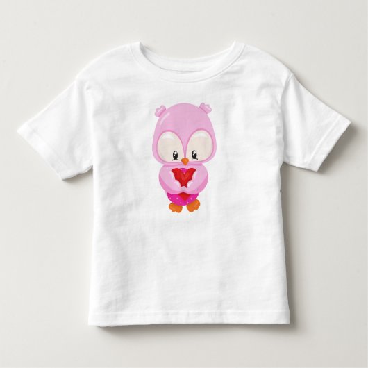 かわいいフクロウ、小さなフクロウ、恋のフクロウ、ハート トドラーTシャツ (正面)