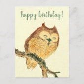かわいいフクロウ – 日本のファインアート誕生日はがき ポストカード (正面)