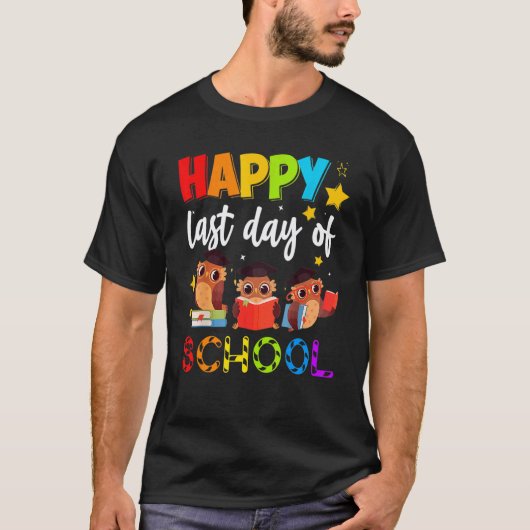 かわいいフクロウ 最高の終業式 教員 生徒 Tシャツ (正面)