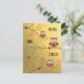 かわいいフクロウ | 私に必要なのはあなた  ポストカード (スタンド正面)