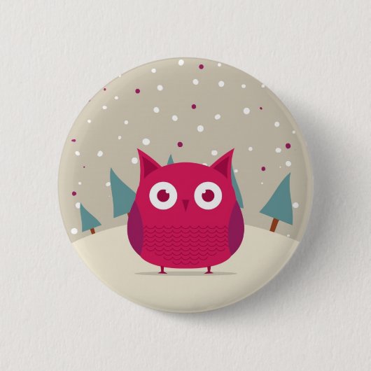 かわいいフクロウ 缶バッジ (正面)