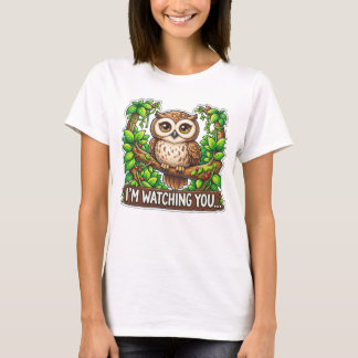 かわいいフクロウ - 見張ってるよ Tシャツ