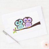 かわいいフクロウ 長方形シール (封筒)