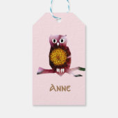 かわいいフクロウ、鳥、女の子のパーティーカスタムギフトラベル ギフトタグ (裏面)