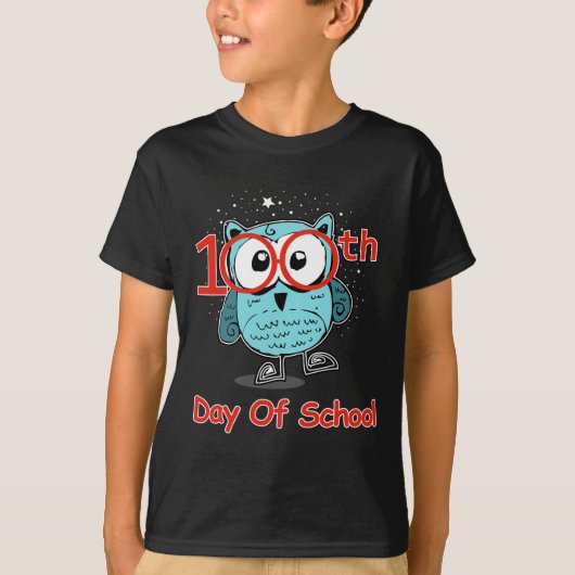 かわいいフクロウ 100日目の学校 100日間で賢くなったTシャツ Tシャツ (正面)