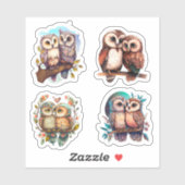 かわいいフクロウVALENTINESスタンプ シール (シート)