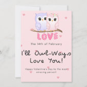 かわいいフクロカップルバレンタインの日 シーズンカード (正面)