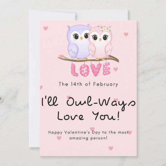 かわいいフクロカップルバレンタインの日 シーズンカード (正面)