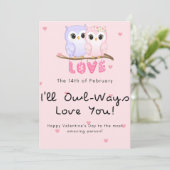 かわいいフクロカップルバレンタインの日 シーズンカード (スタンド正面)