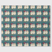 かわいいフクロカップル光沢のあるクリスマス ラッピングペーパー (フラット)