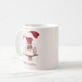 かわいいフクロカップル名パーソナライズされたコーヒーマグ コーヒーマグカップ (正面左)