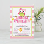 かわいいフクロガールベビーシャワー招待状 招待状 (スタンド正面)