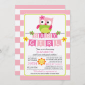 かわいいフクロガールベビーシャワー招待状 招待状 (正面/裏面)