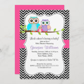 かわいいフクロガールベビーシャワー招待状 招待状 (正面/裏面)