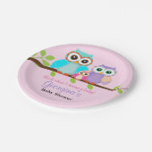 かわいいフクロガールベビーシャワー紙プレート ペーパープレート (アングル)