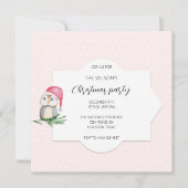 かわいいフクロサンタウォーターイラストレーション 招待状 (正面)