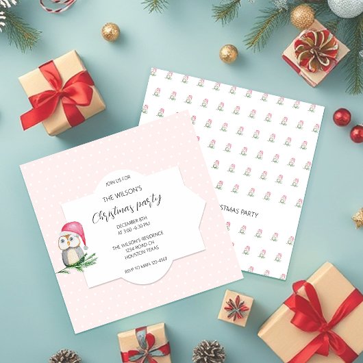 かわいいフクロサンタウォーターイラストレーション 招待状