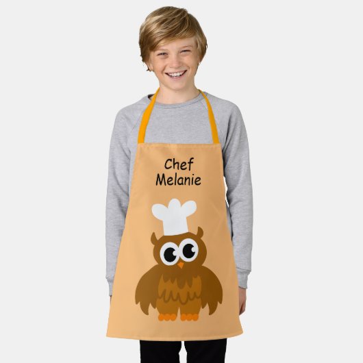 かわいいフクロシェフカートキッチンエプロン子供へ エプロン (着用した状態)