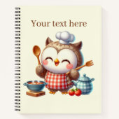 かわいいフクロシェフ愛好家レシピノート ノートブック (正面)