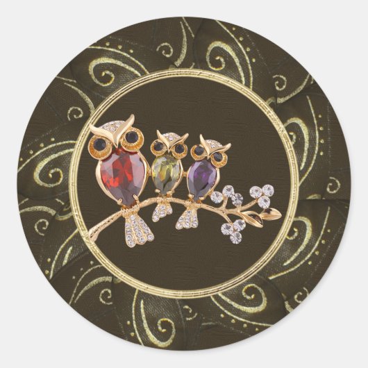 かわいいフクロズ宝石フォトプリントシール ラウンドシール (正面)