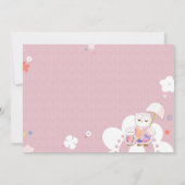 かわいいフクロピンクのベビーガールフォト誕生 案内状 (裏面)