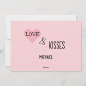 かわいいフクロピンクハートバレンタインデー シーズンカード (裏面)