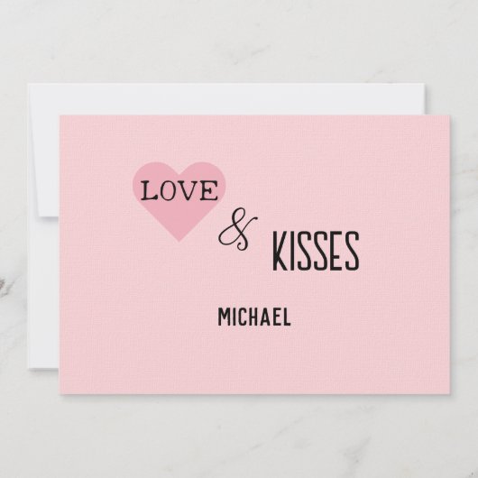 かわいいフクロピンクハートバレンタインデー シーズンカード (裏面)